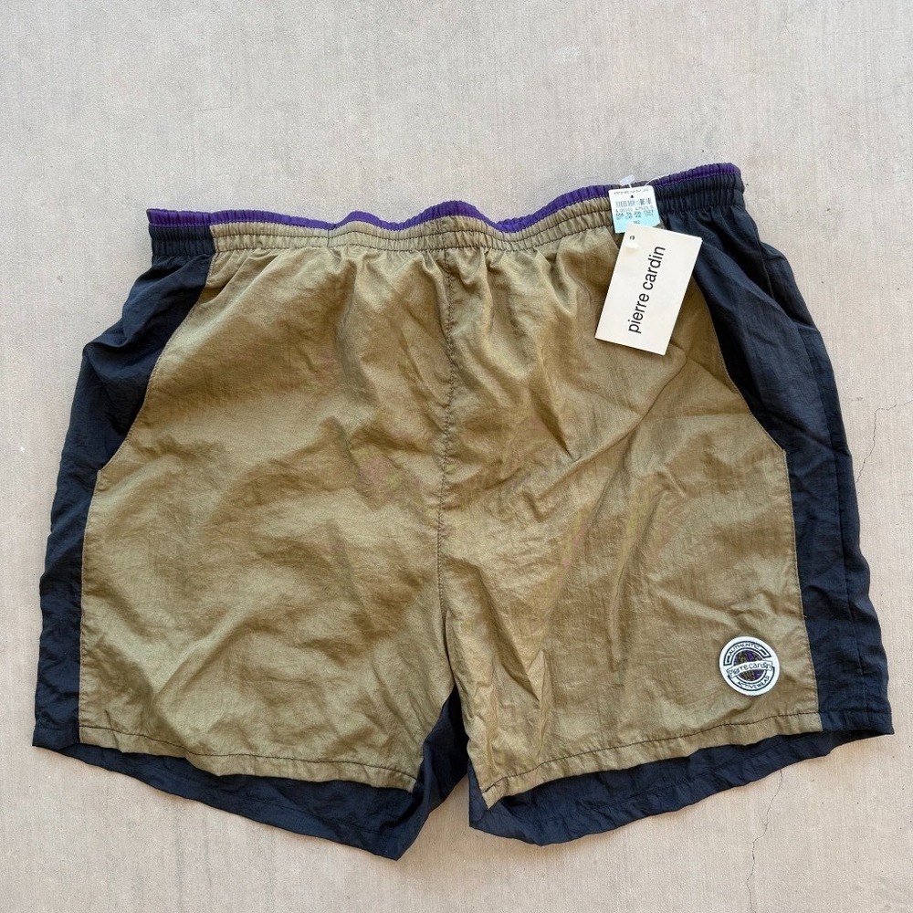 Vintage 90s Pierre Cardin Nylon Shorts‎ Mens XL Colorblock Swim Trunks NWT